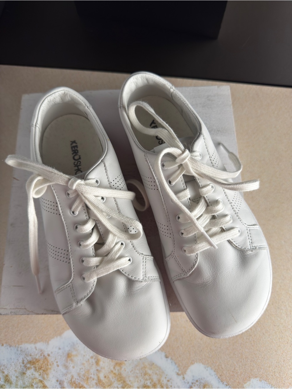 Xerox Brand White Leather Lace-Up Sneakers